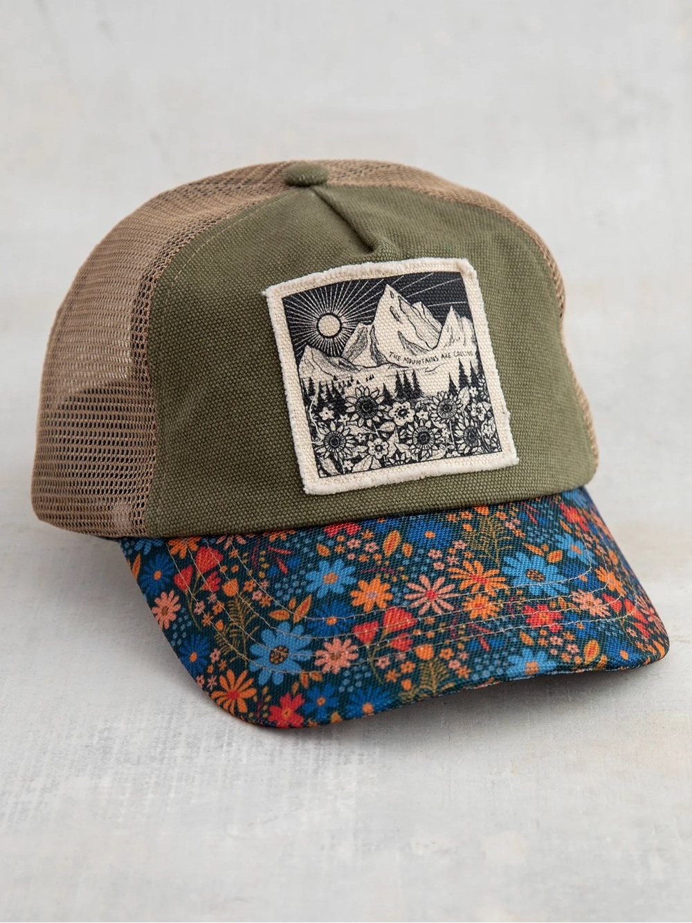 Natural Life Canvas Mesh Floral Trucker Hat